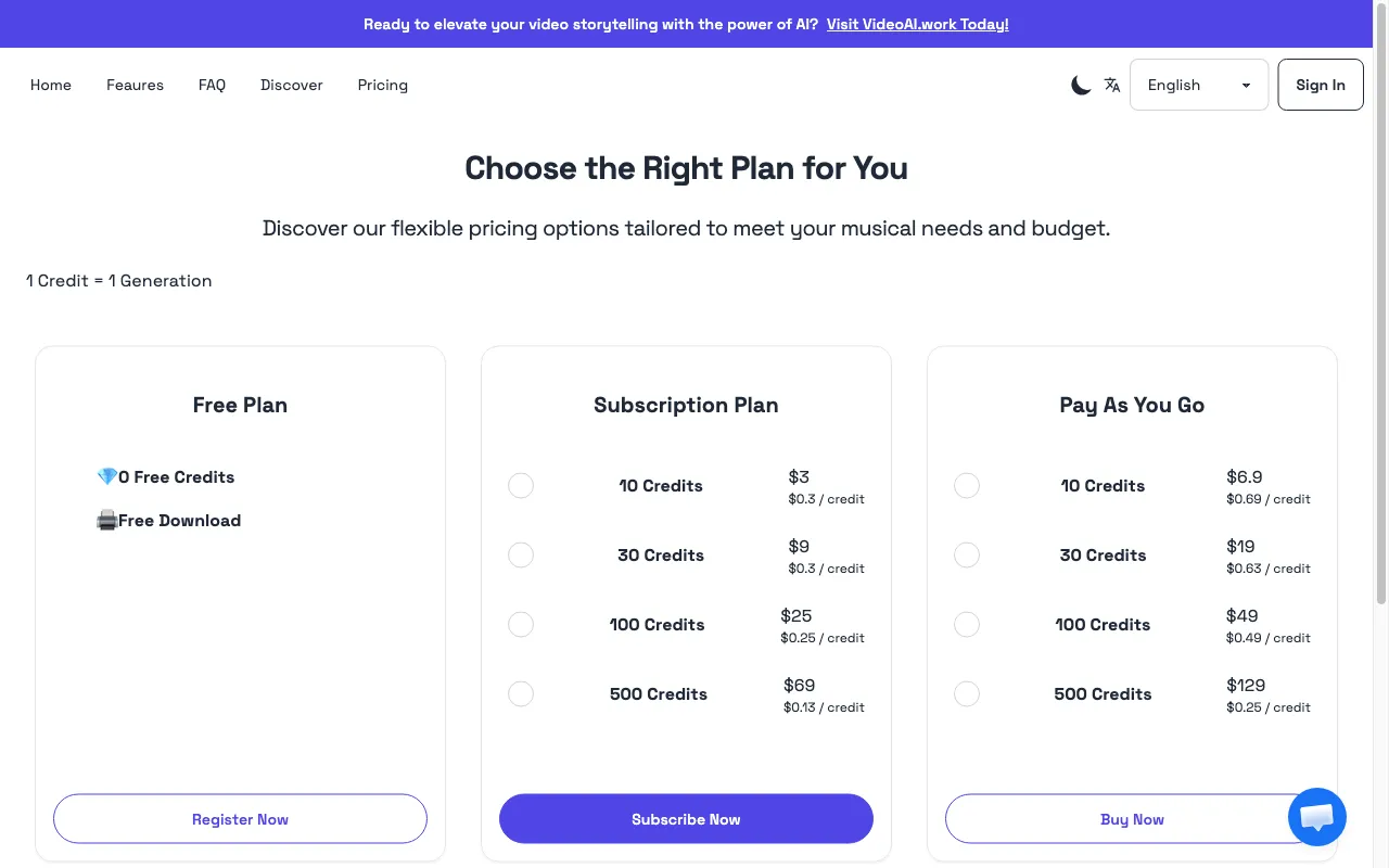Sunoify — pricing page
