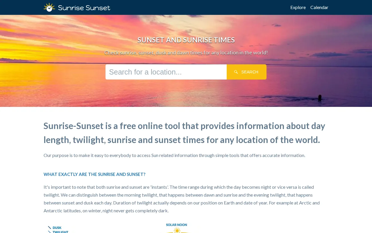 Sunrise-Sunset.org — preview screenshot