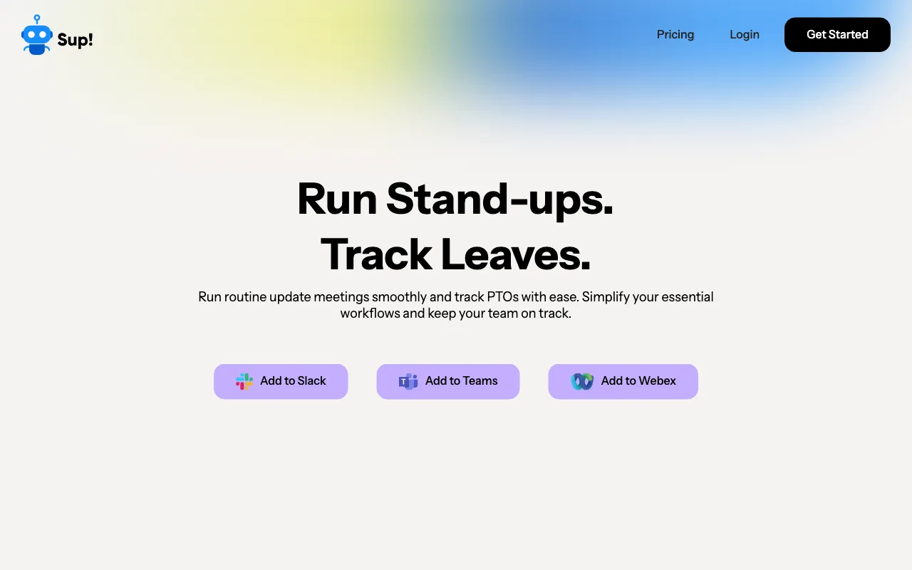 Sup Standup Bot — preview screenshot