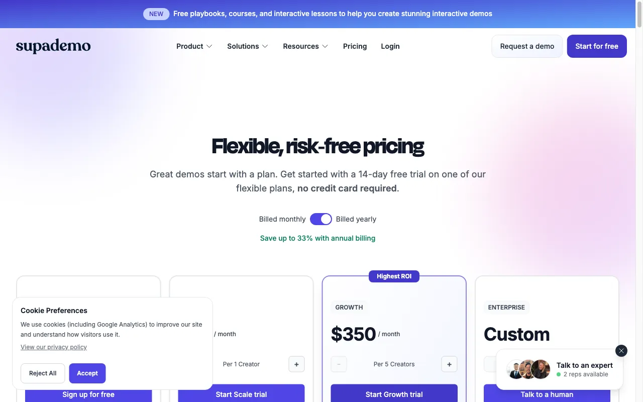 Supademo 2.0 — pricing page