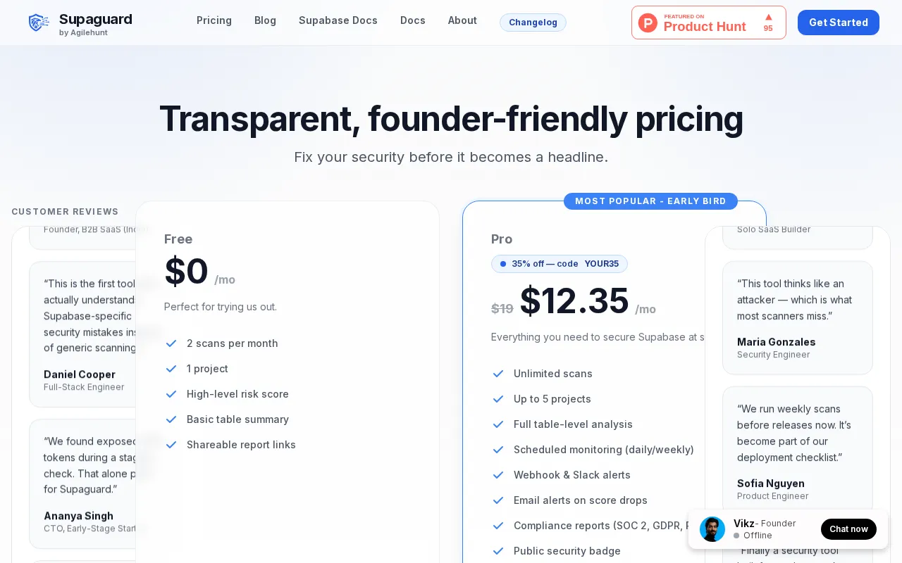 Supaguard — pricing page