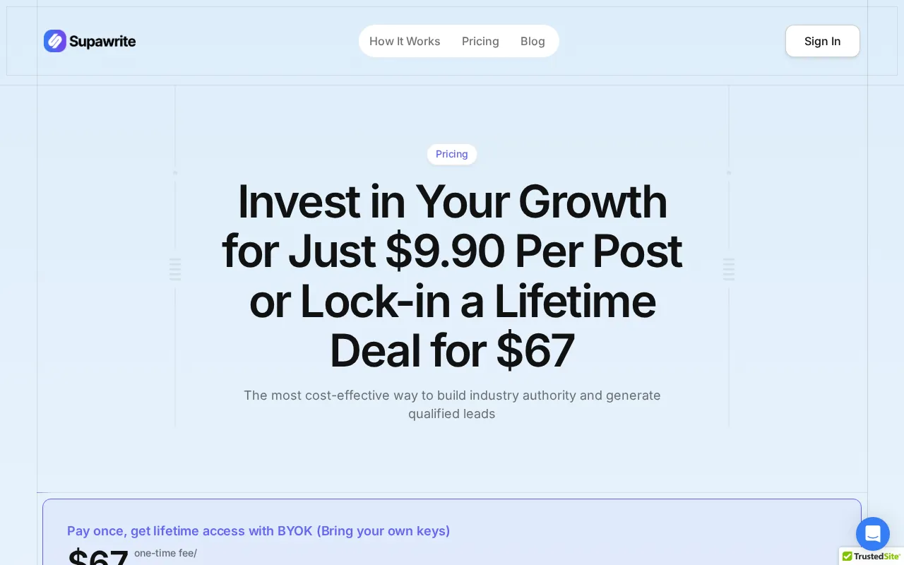 Supawrite — pricing page