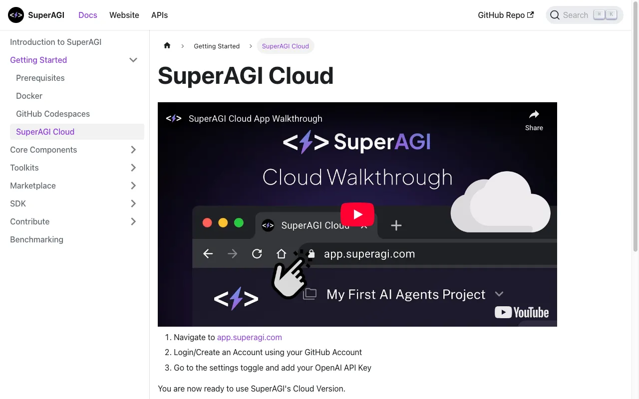 SuperAGI Cloud — preview screenshot