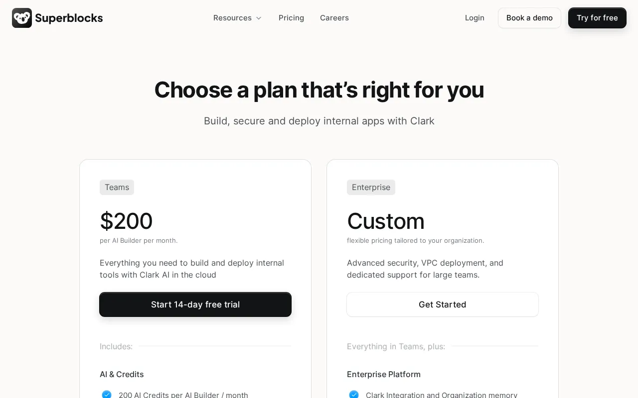 Superblocks — pricing page
