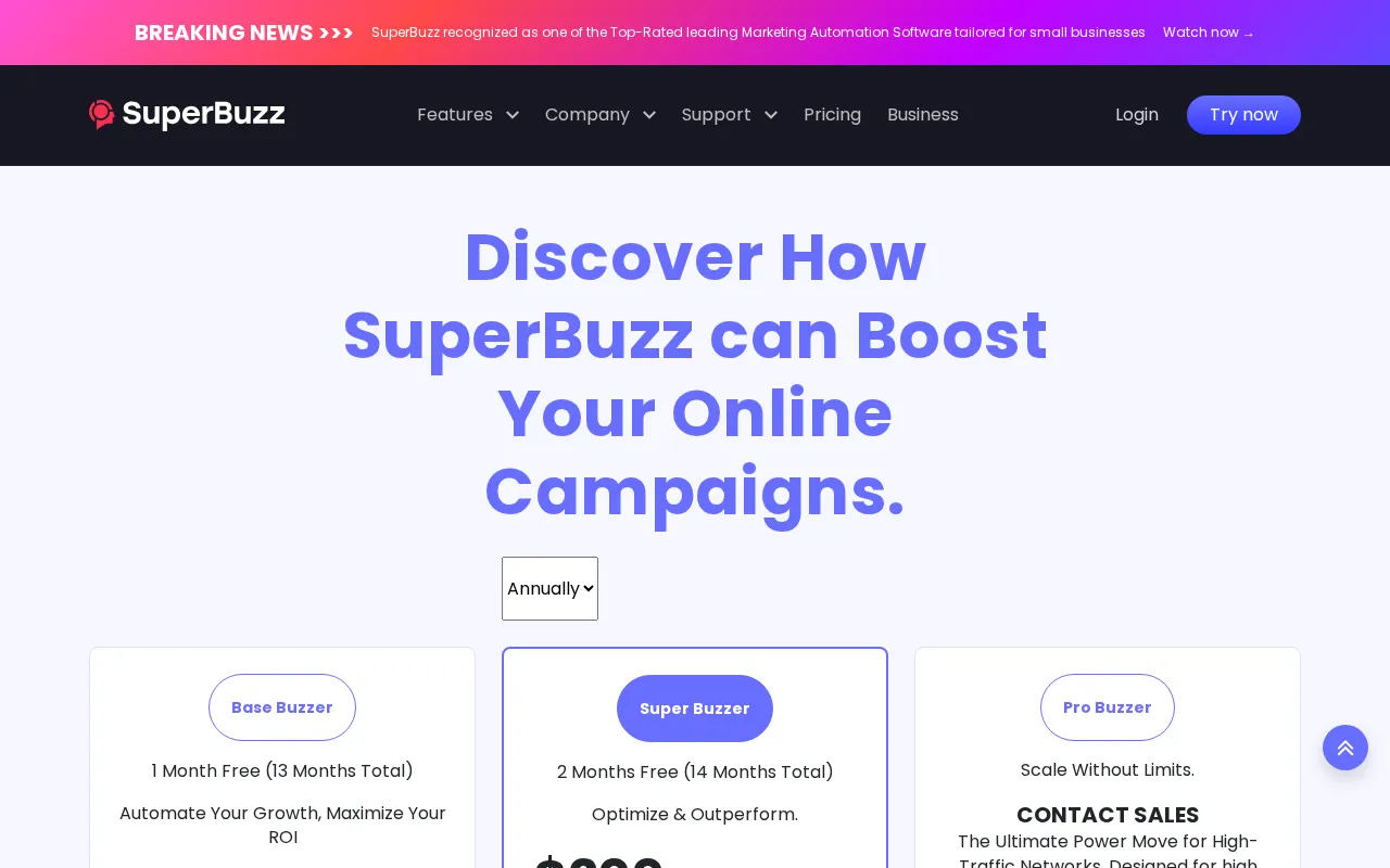 SuperBuzz — pricing page