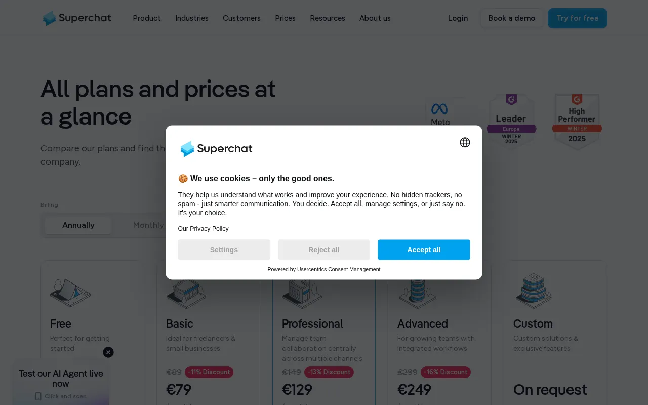 Superchat — pricing page