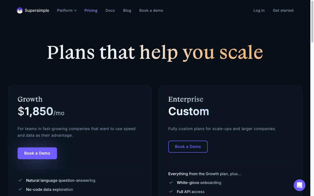 Supersimple — pricing page