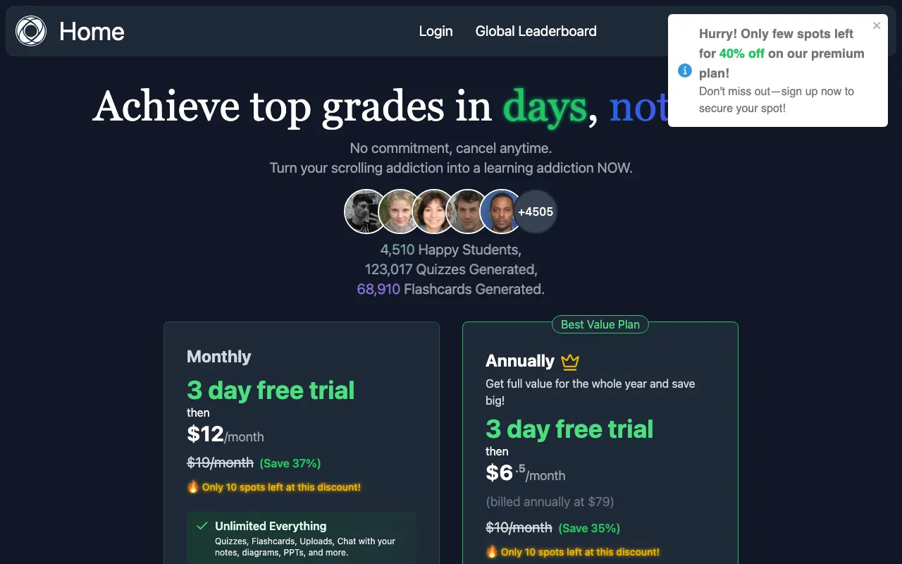 SuperStudentAI — pricing page