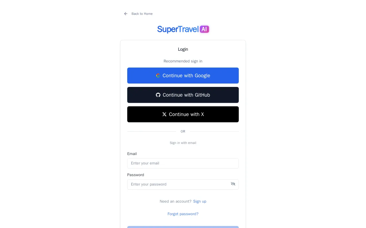 SuperTravel — pricing page
