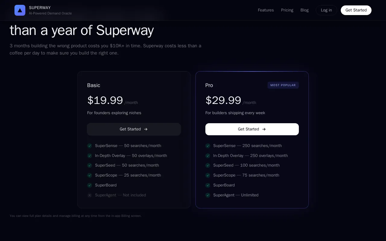 Superway — pricing page