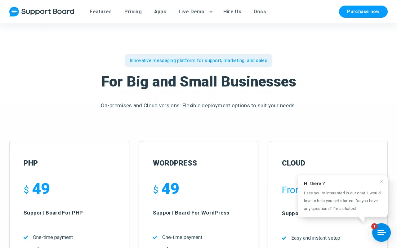 Support Board — pricing page