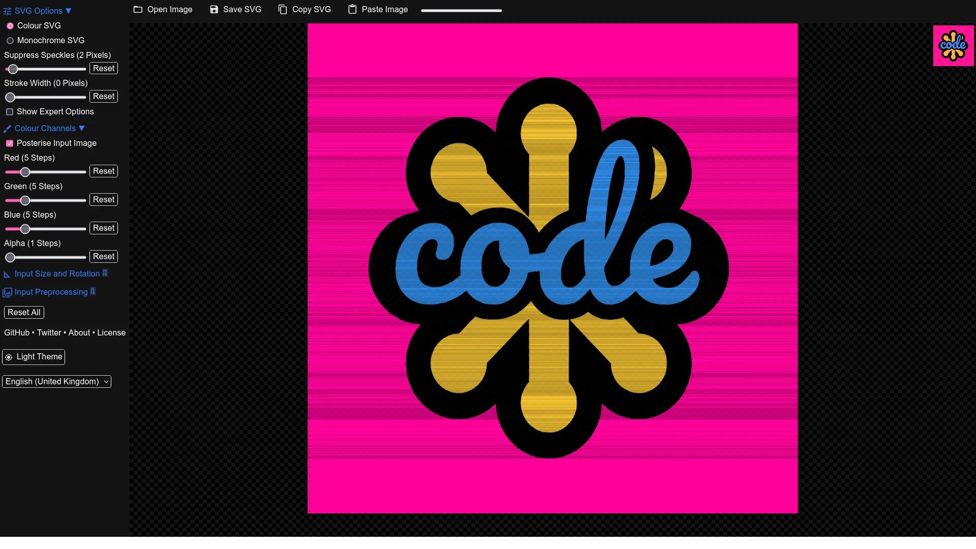SVGcode — preview screenshot