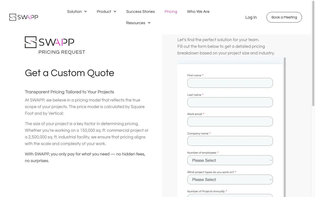 Swapp — pricing page