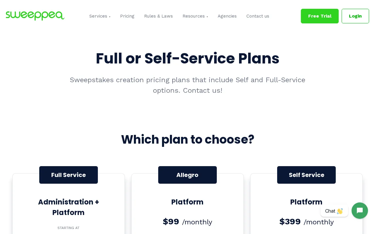 Sweeppea — pricing page
