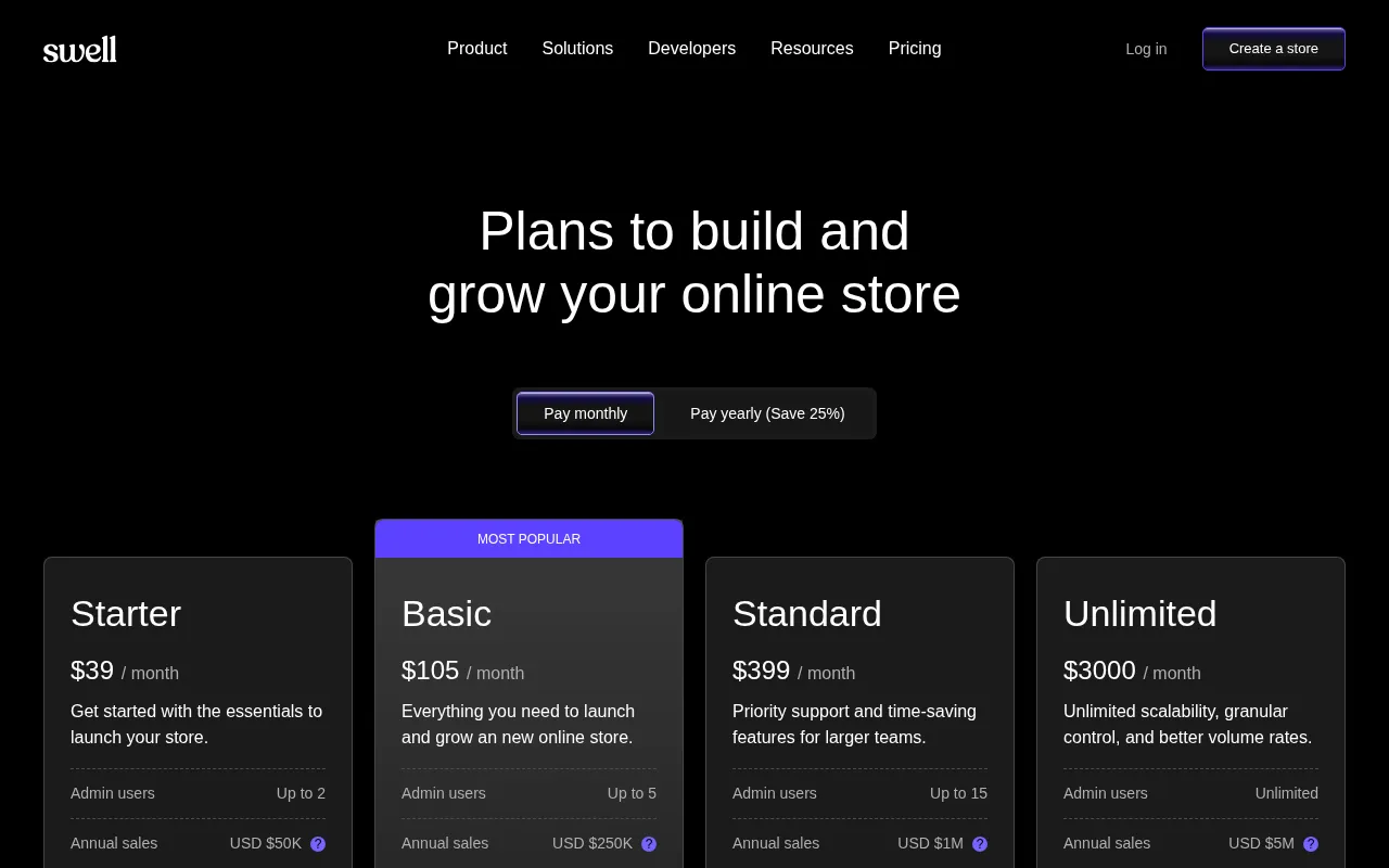 Swell — pricing page