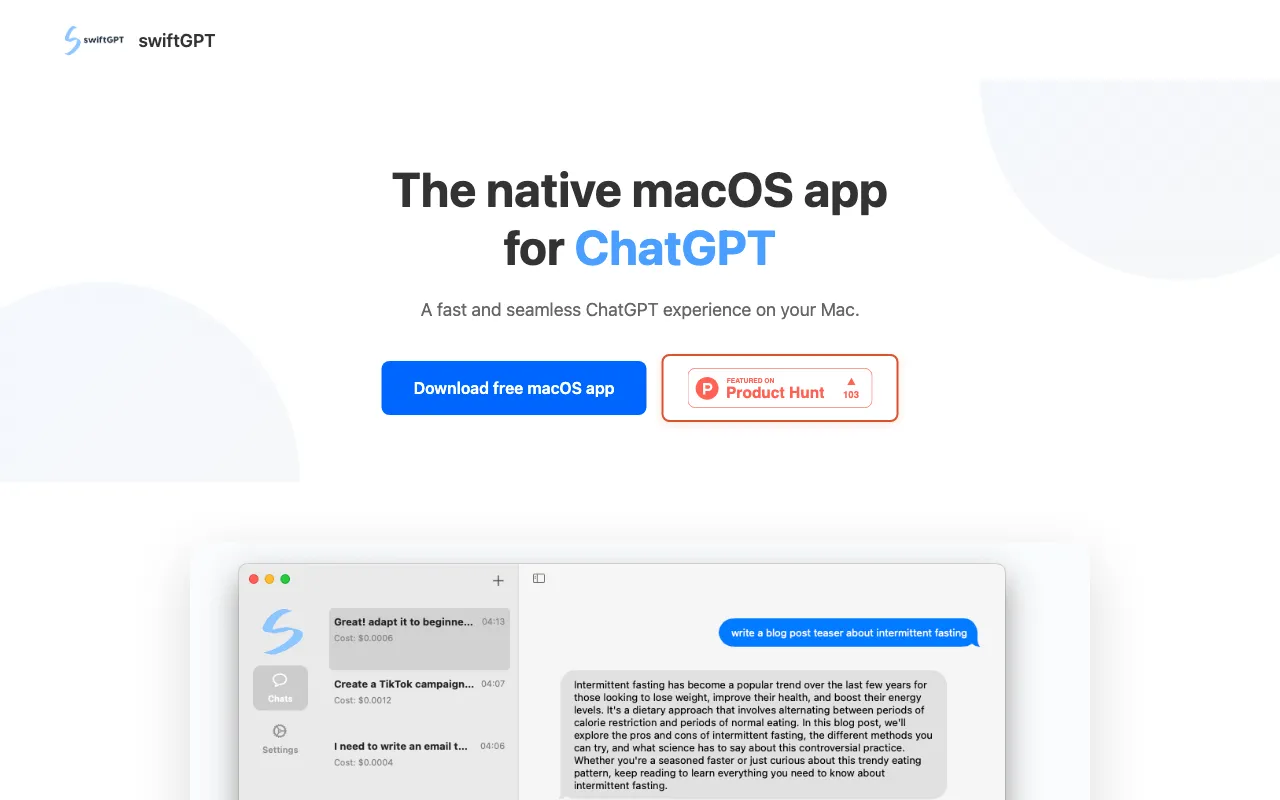 swiftGPT — preview screenshot