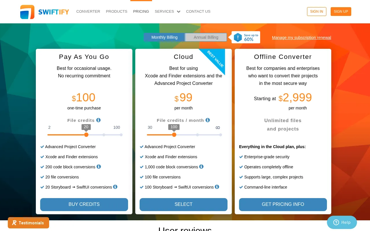 Swiftify — pricing page