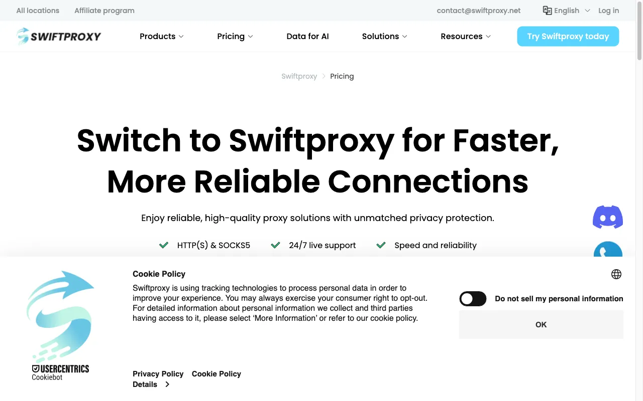 Swiftproxy — pricing page