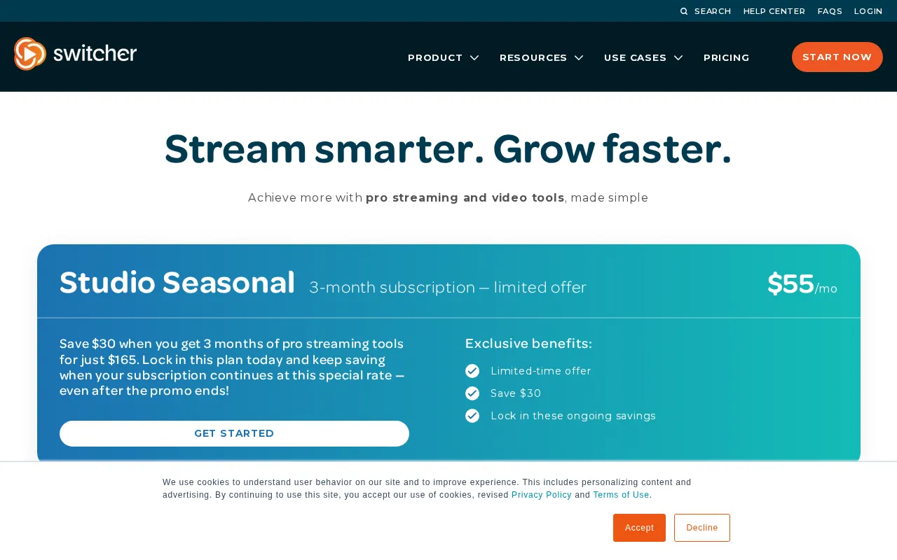 Switcher Studio — pricing page