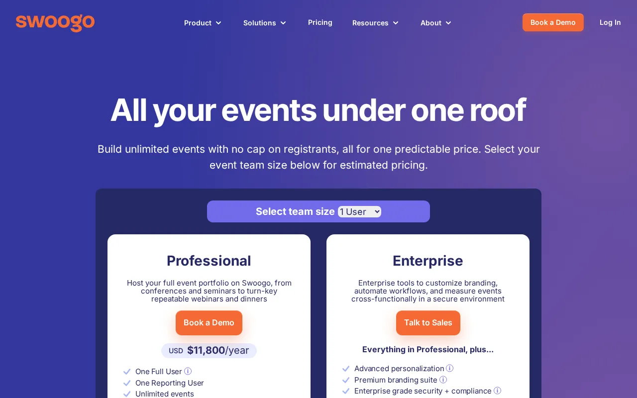 Swoogo — pricing page