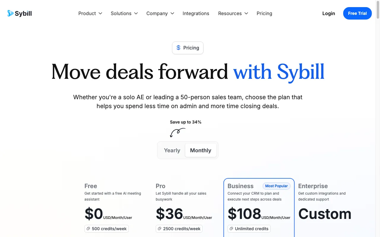 Sybill — pricing page