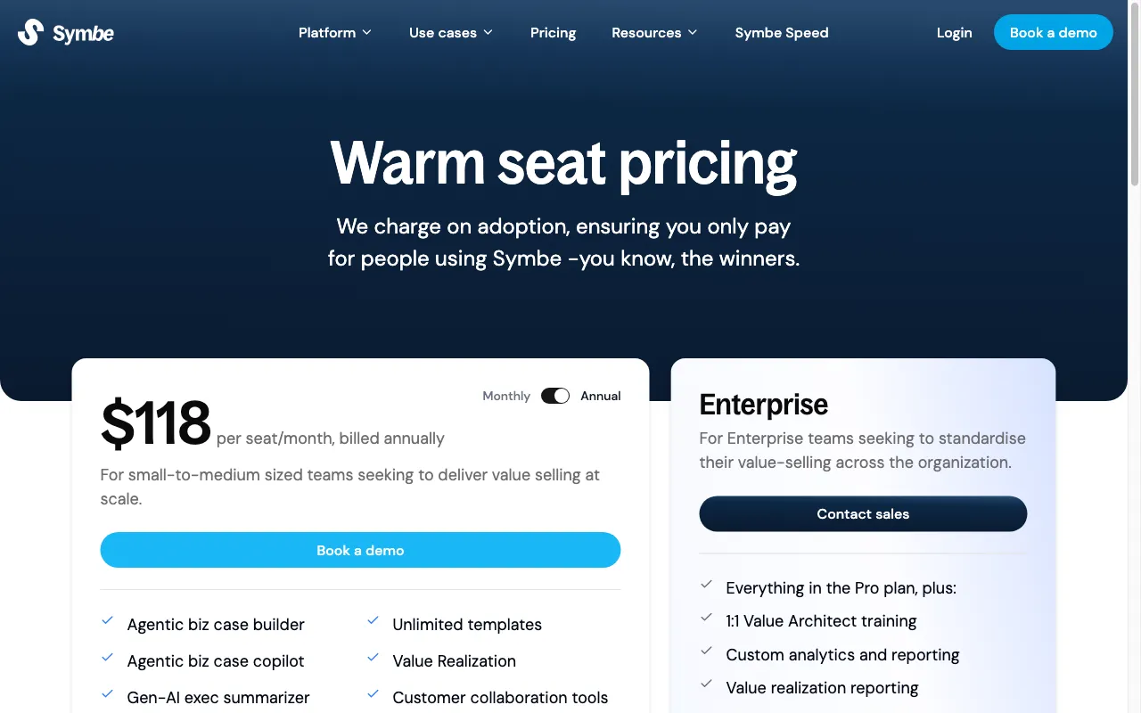Symbe — pricing page