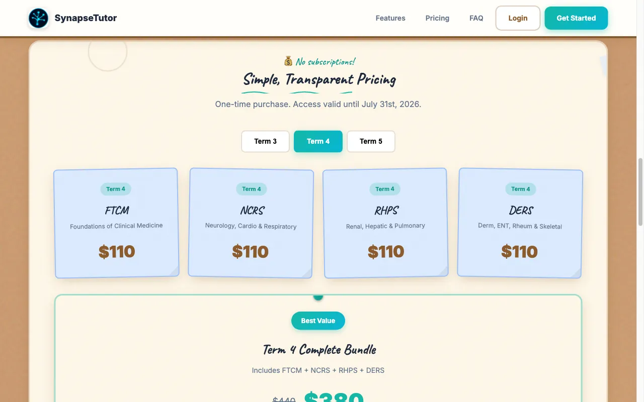 SYNAPSE — pricing page