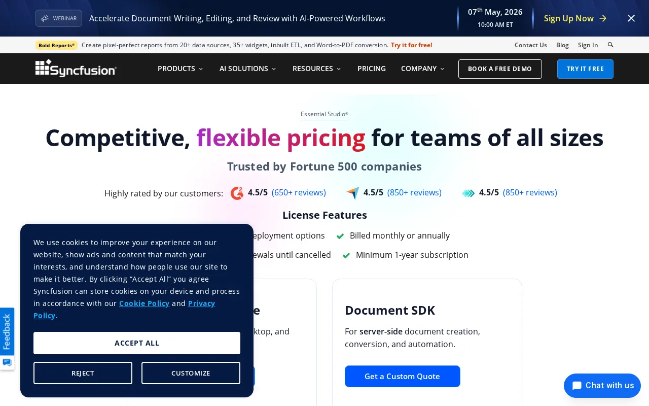Syncfusion — pricing page