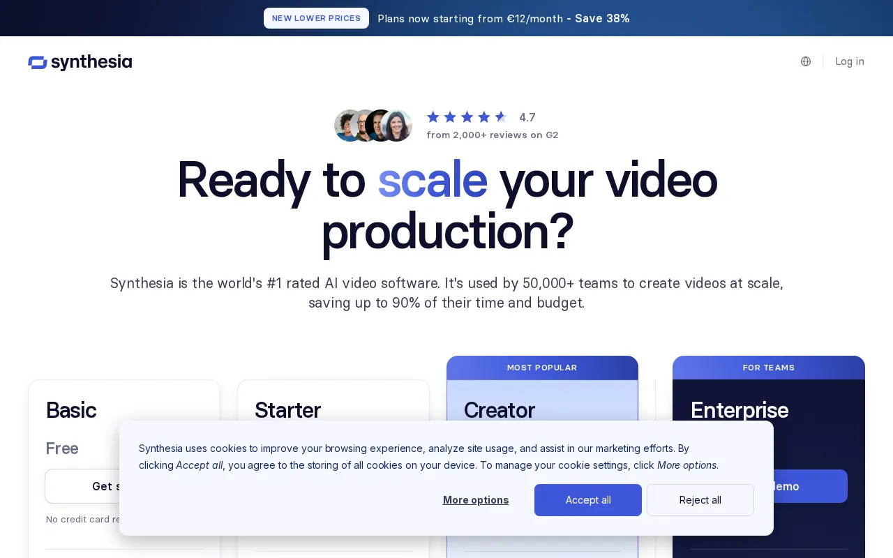 Synthesia — pricing page