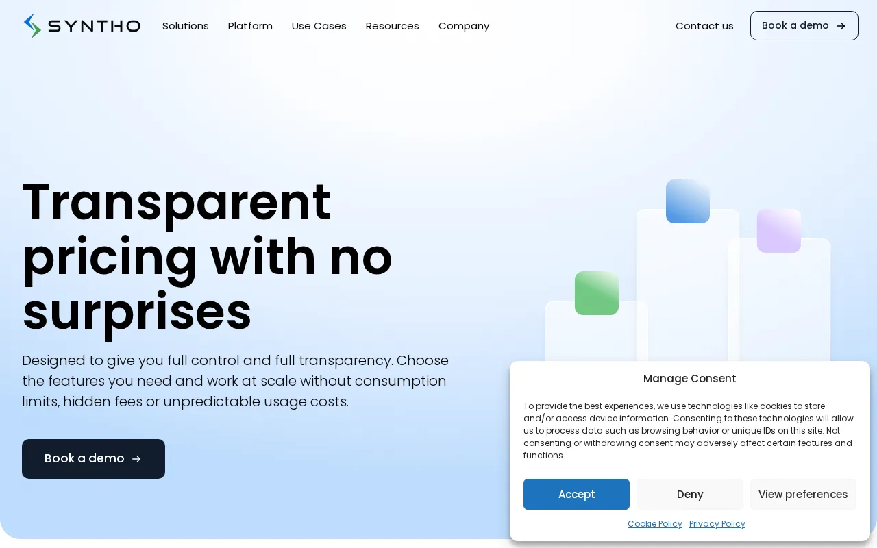 Synthetic data software — pricing page