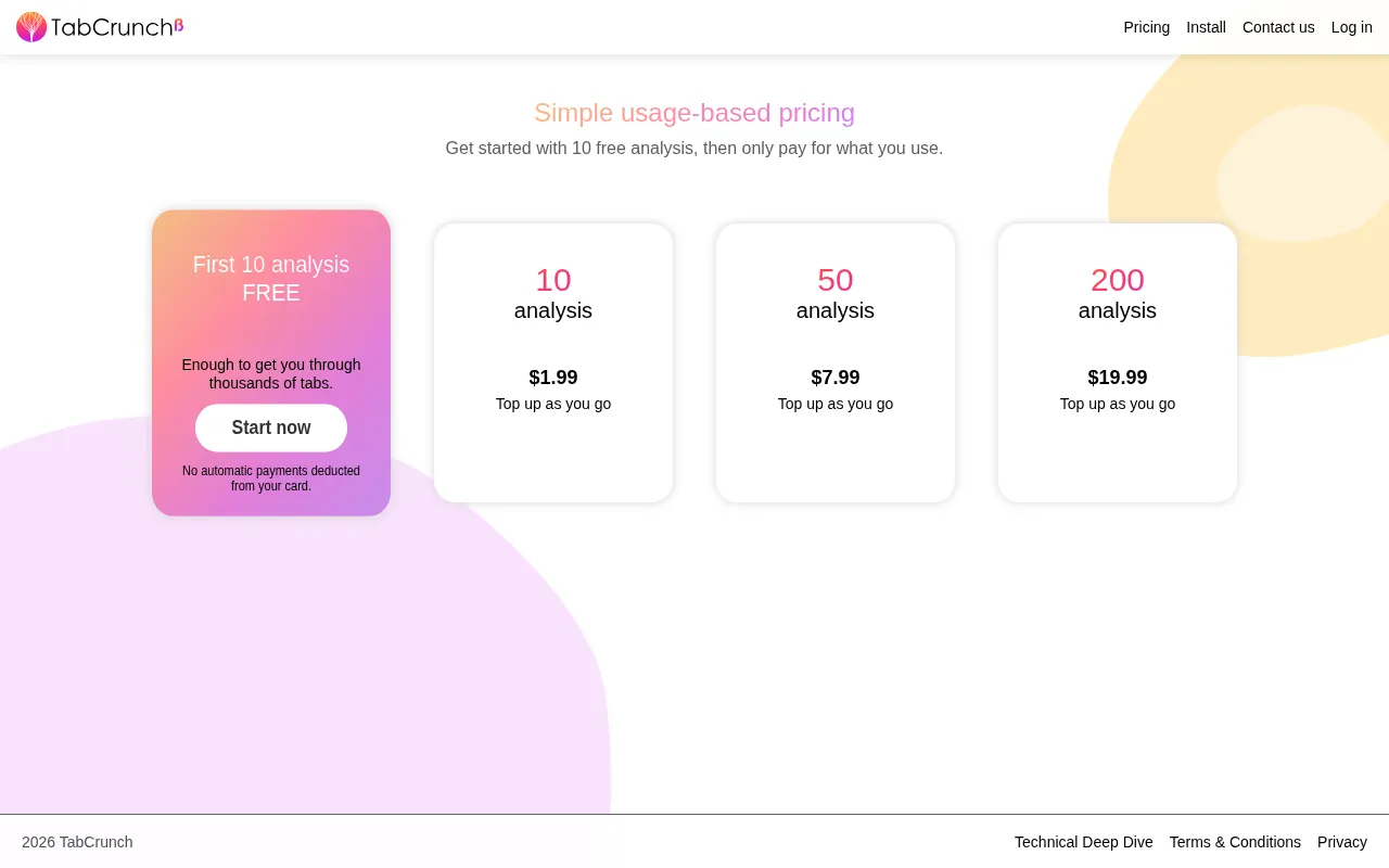 TabCrunch — pricing page