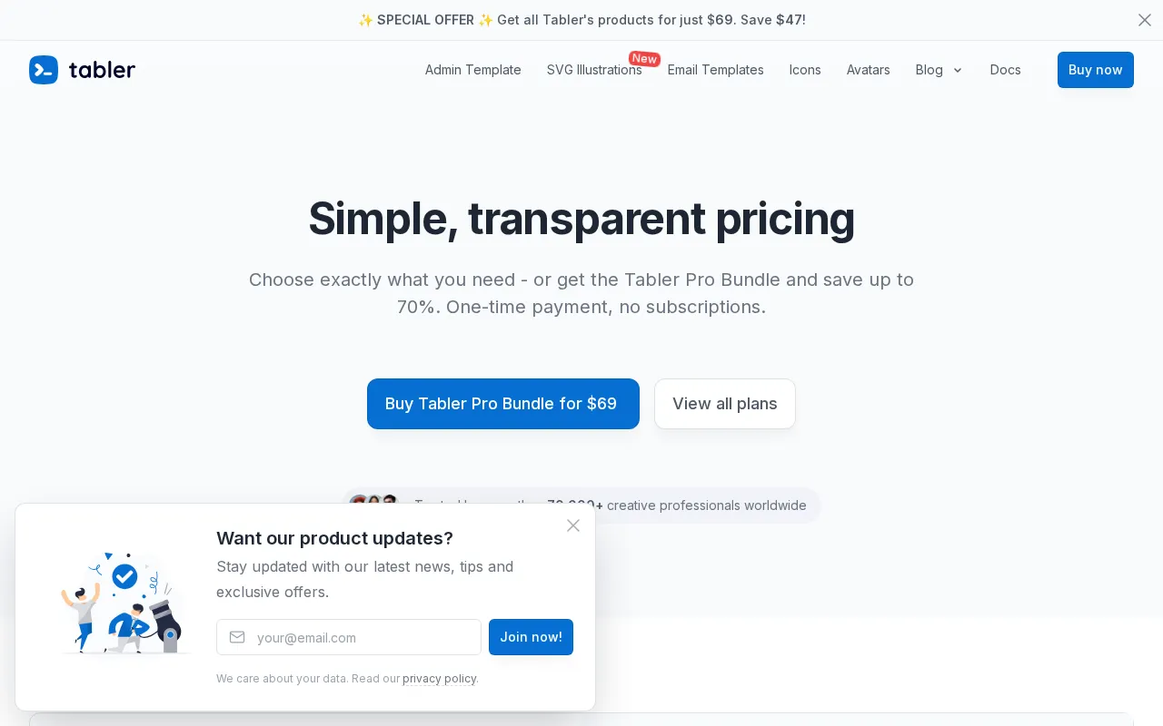 Tabler — pricing page