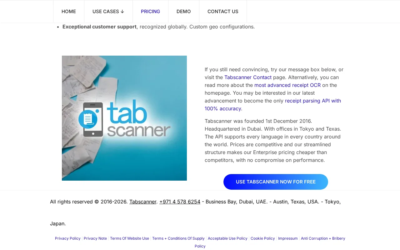 Tabscanner — pricing page