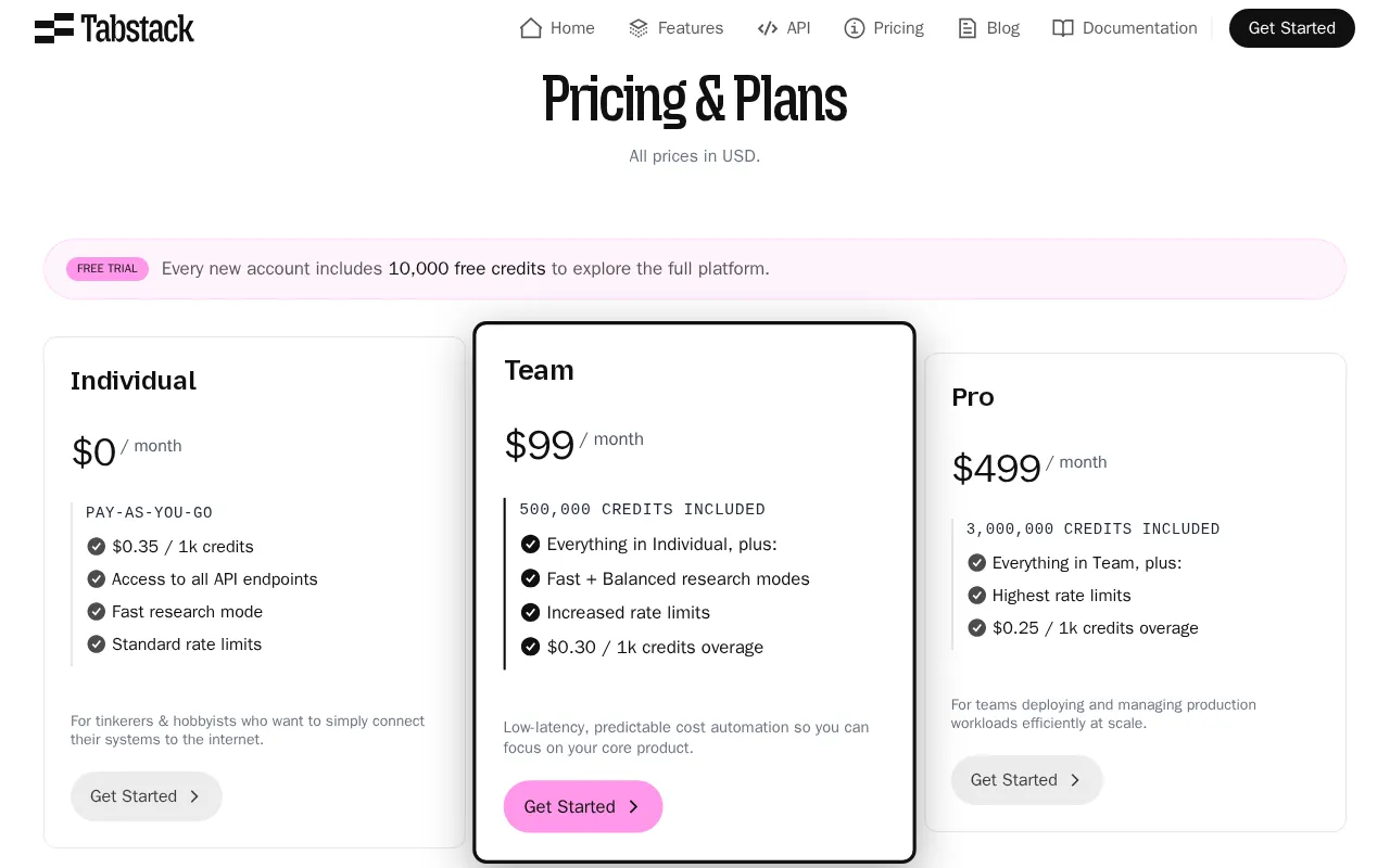 Tabstack — pricing page
