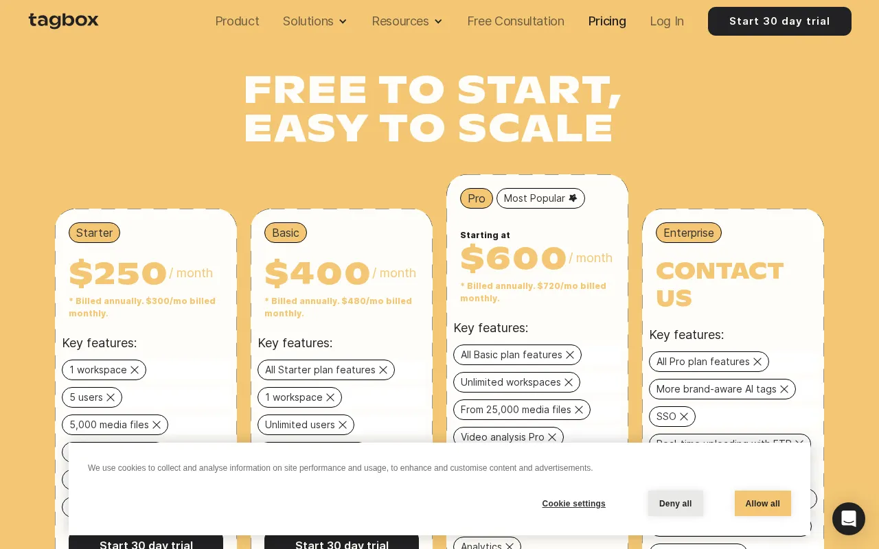 Tagbox — pricing page