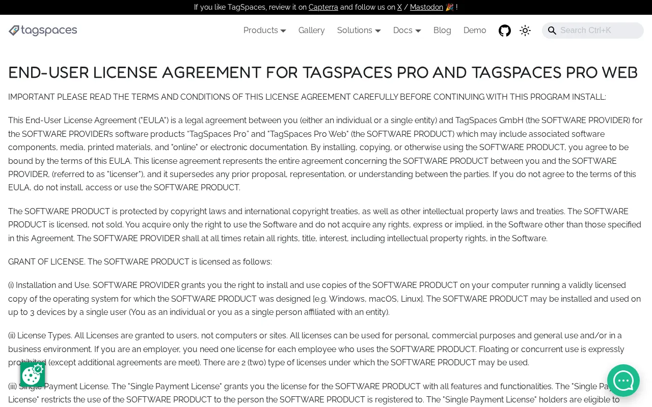 TagSpaces — pricing page