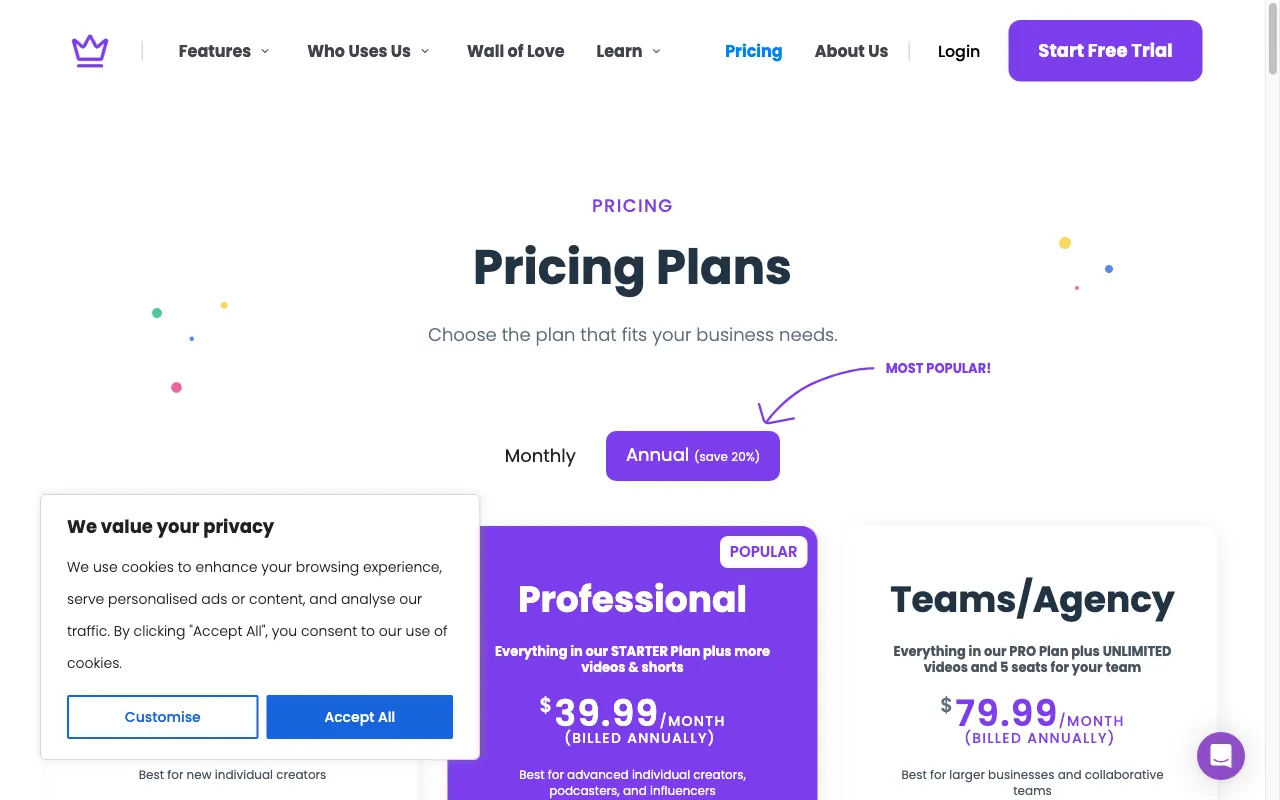 Taja AI — pricing page