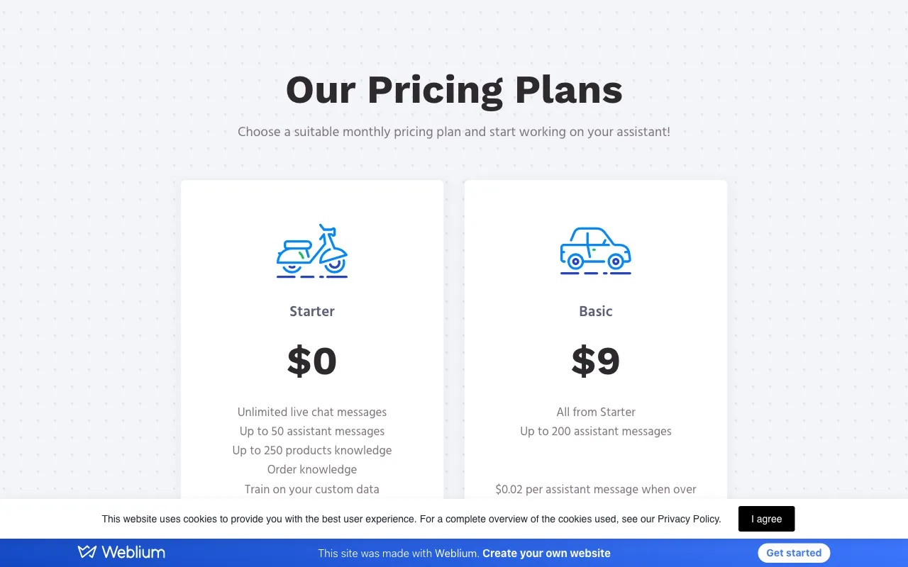 tak.chat for Shopify — pricing page
