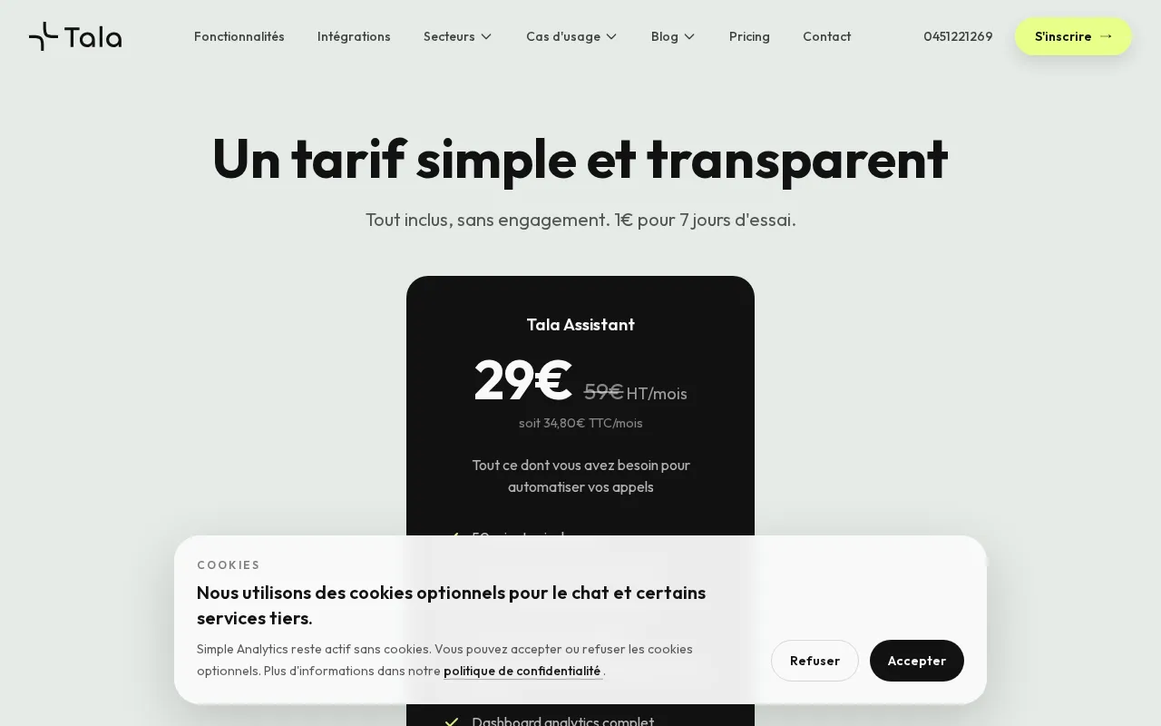 Tala — pricing page