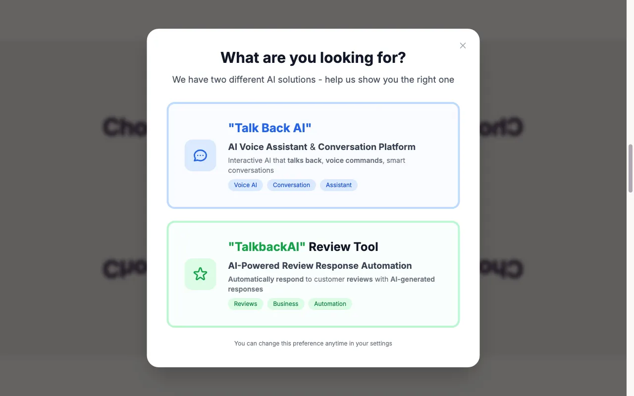 TalkbackAI — pricing page