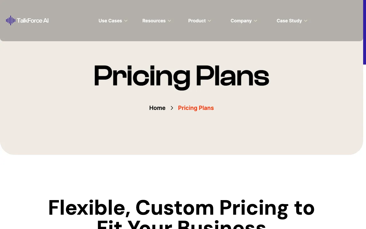 TalkForce AI — pricing page