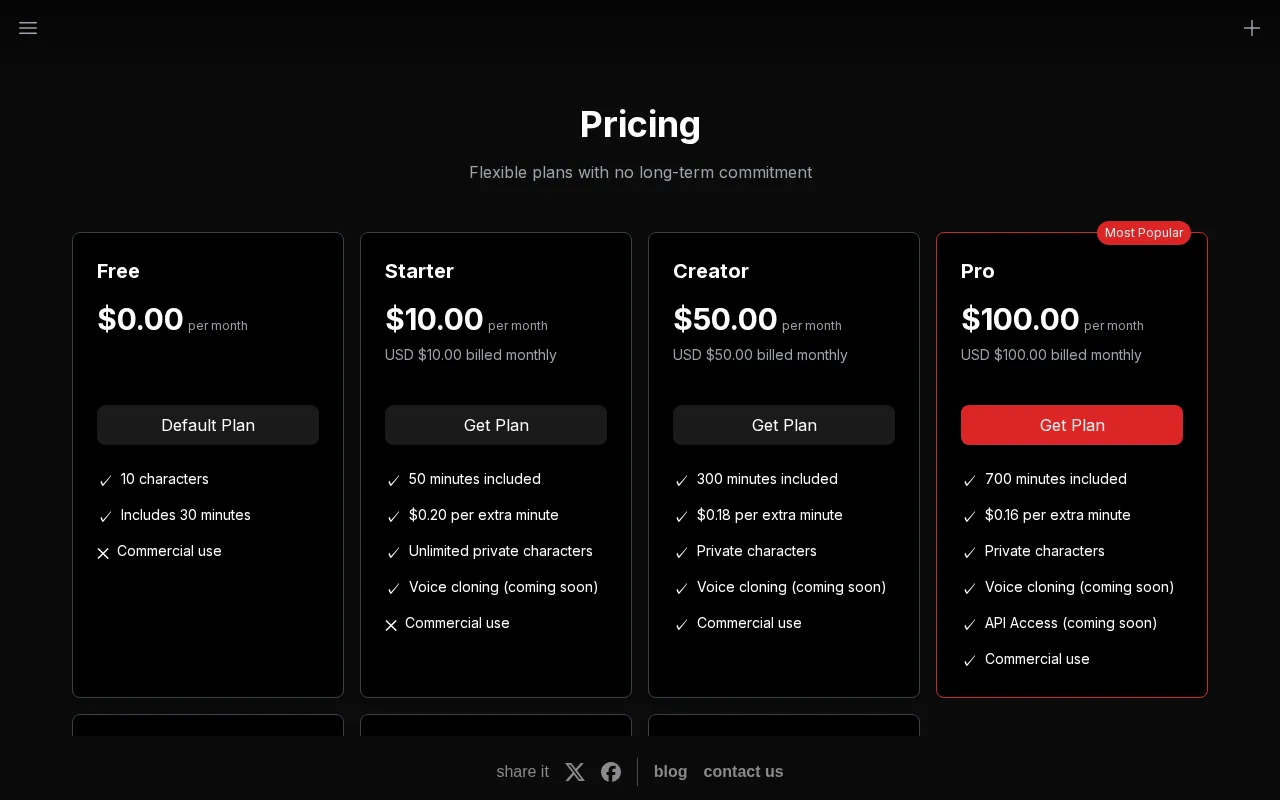 TalkTonic AI — pricing page