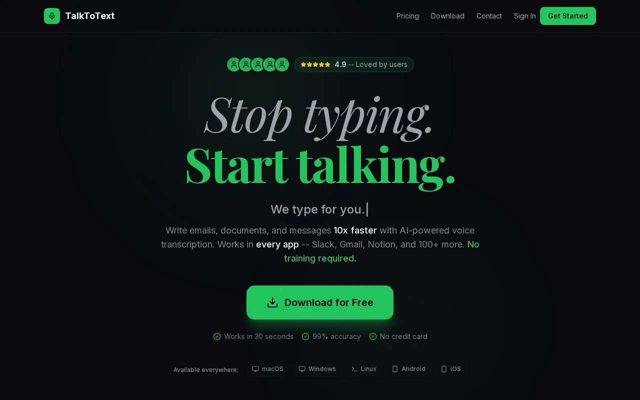 TalkToText — preview screenshot