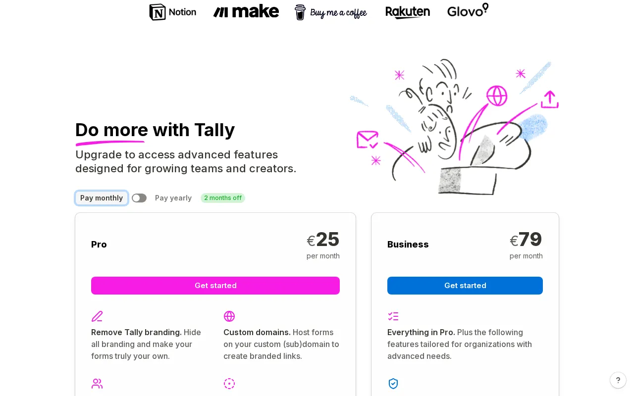Tally — pricing page