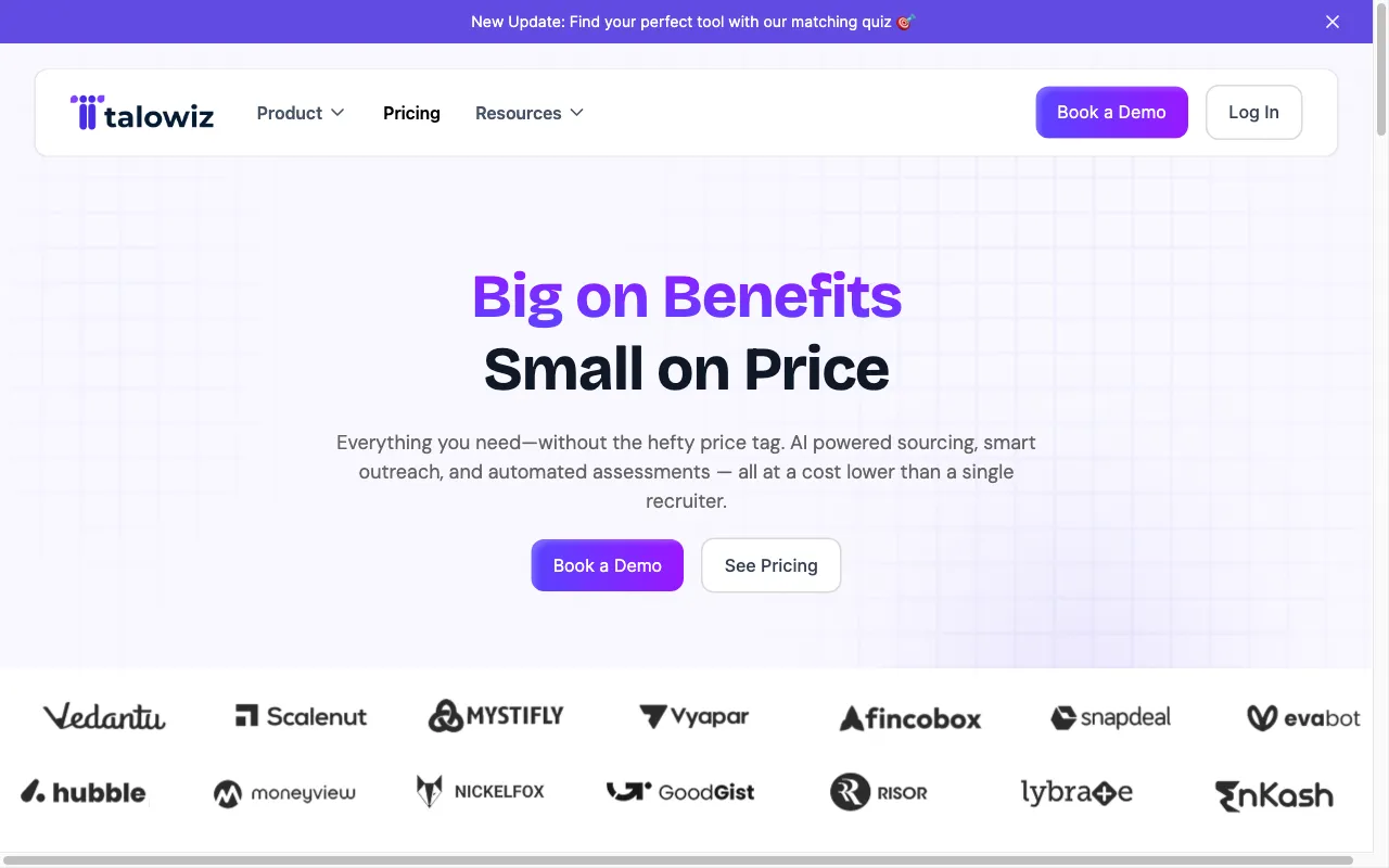 Talowiz — pricing page