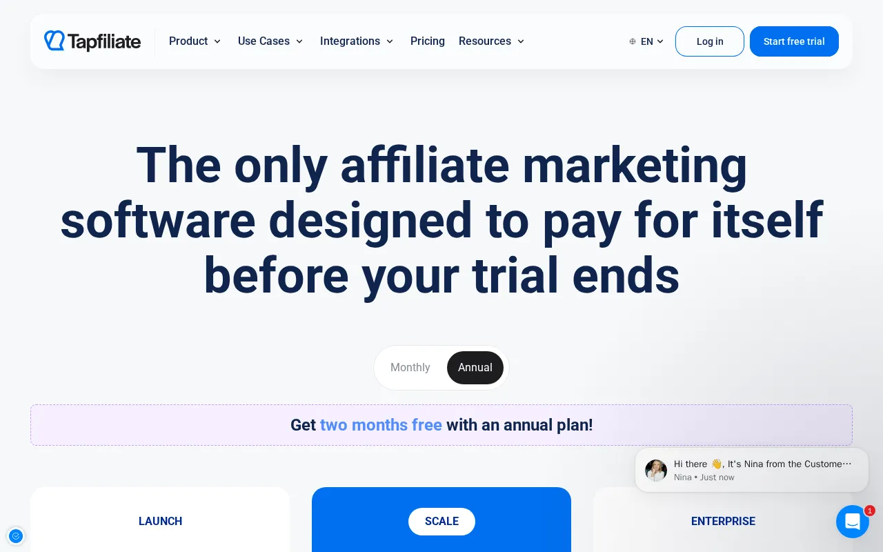 Tapfiliate — pricing page