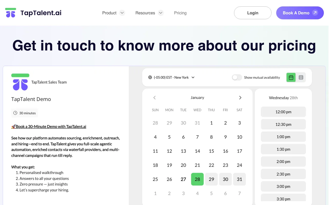 TapTalent — pricing page
