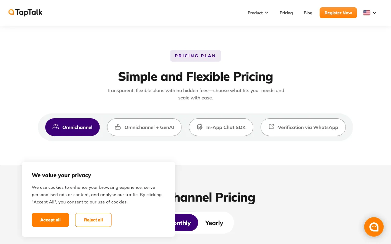taptalk.io — pricing page