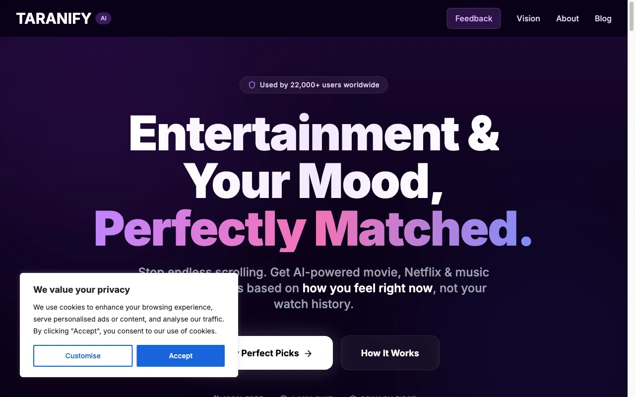 Taranify Mood AI — preview screenshot