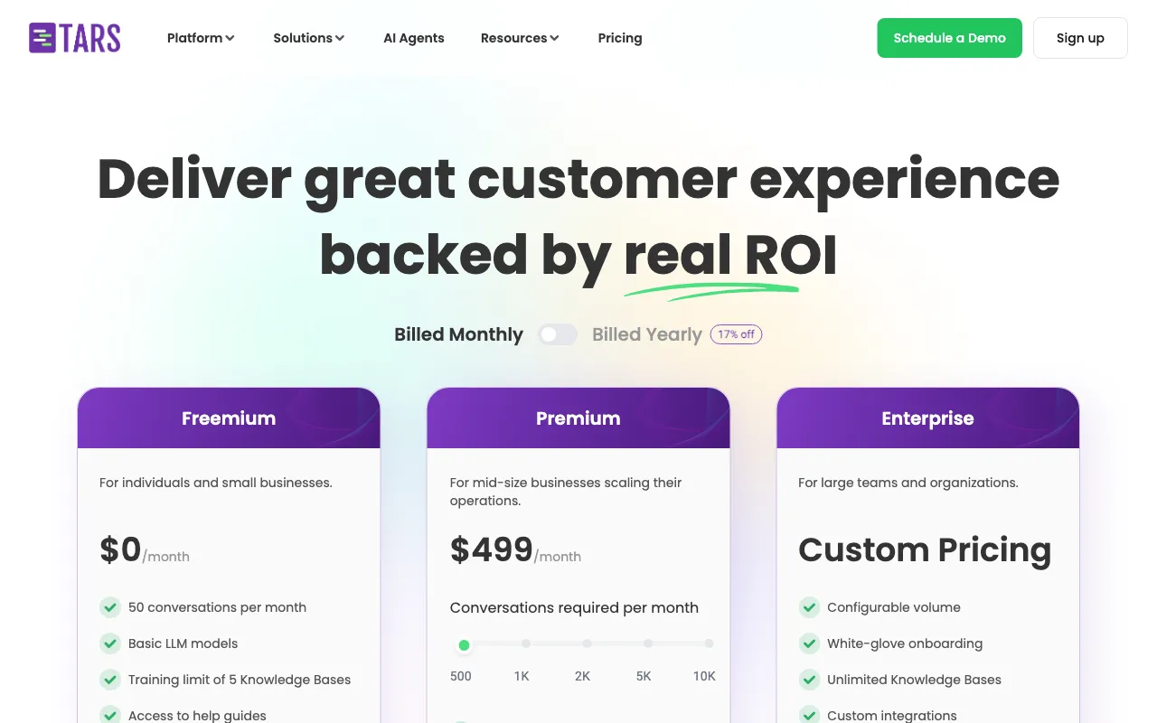 TARS — pricing page